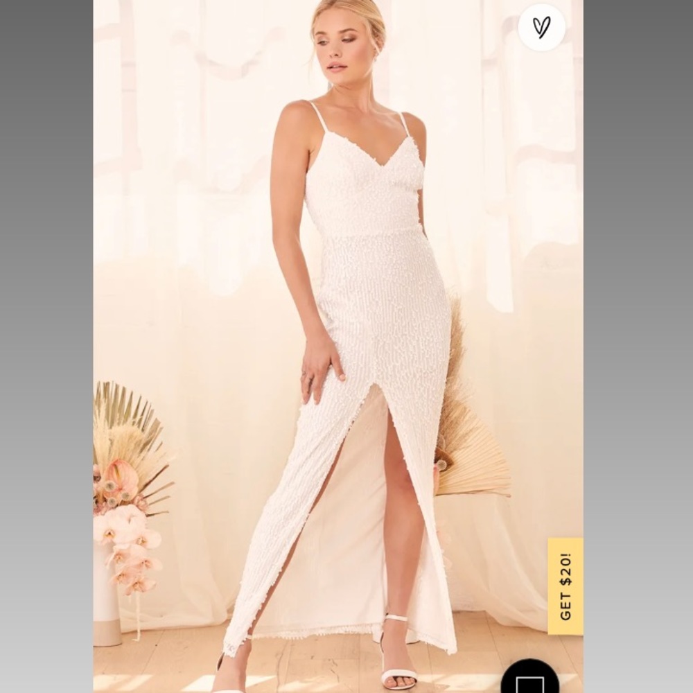 NWT This is Forever White Sequin Sleeveless Maxi Dress